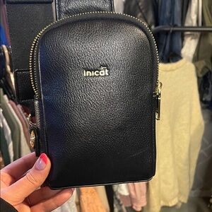 Inicat Black Leather Shoulder Bag